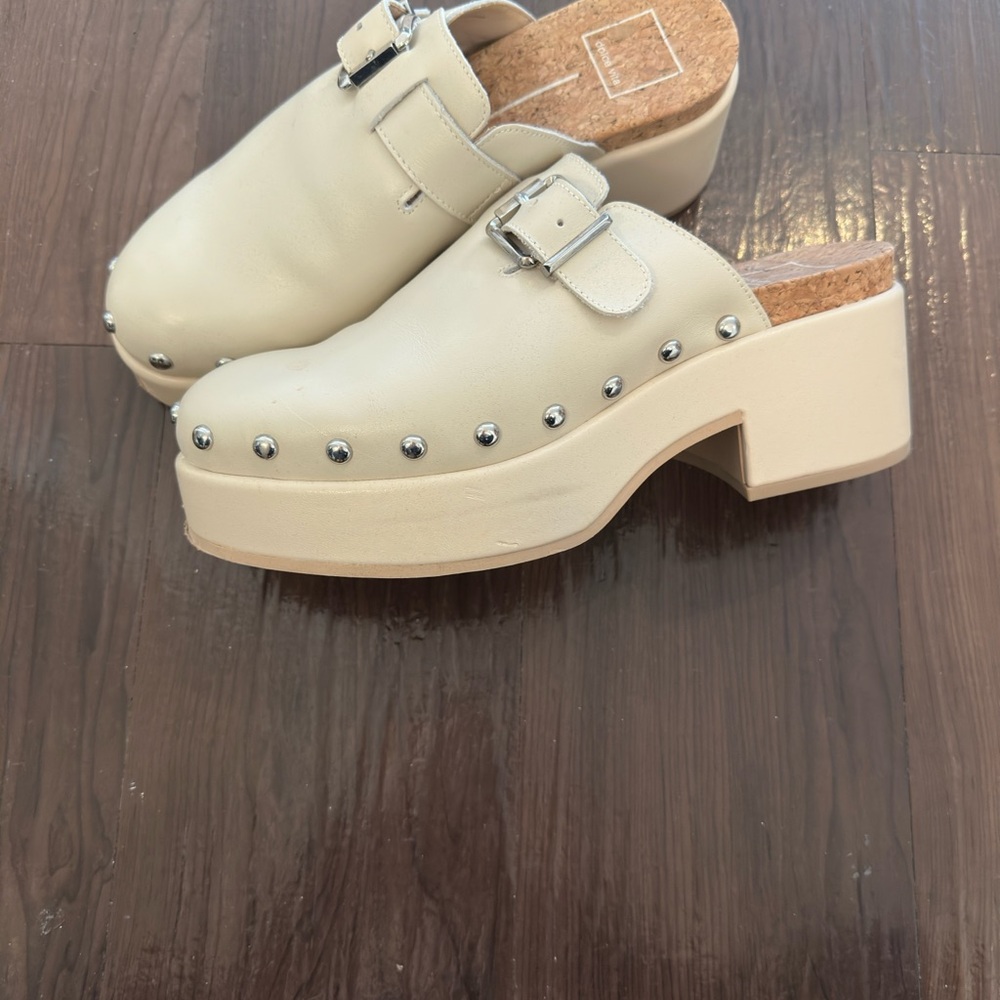Dolce Vita Off-White Studded Platform Clogs - Picture 2 of 3